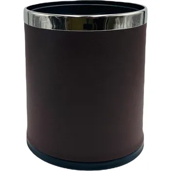 Odpadkový koš Caretrade Koš do pokoje 10 l, kulatý tmavěhnědý s jemnou strukturou