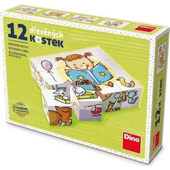 Dino Tradiční dřevěné kostky 12 ks