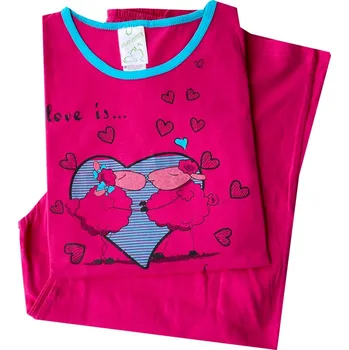 Dámské pyžamo C-Lemon Pyžamo dámské 3/4 kalhoty Clemon AH25-625 Barva: Červená, Velikost: L