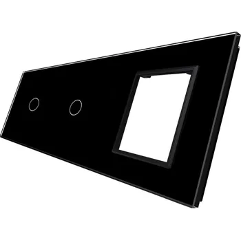 vypínač WELAIK trojnásobný skleněný panel 1+1+zás - černý