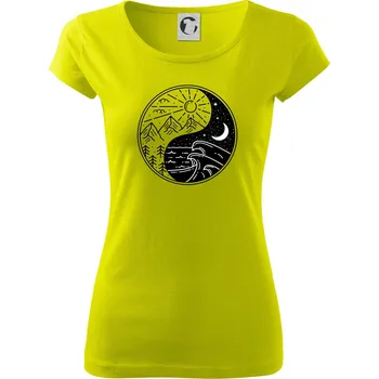 Yin & Yang hory a moře - Dámské triko Pure - XS ( Limetková )