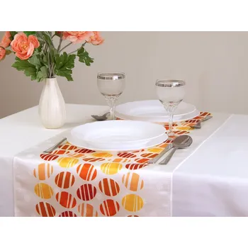 ubrus HEDVA ČESKÝ BROKÁT Ubrus Odasan běhoun 40x140 tisk vajíčka oranžová