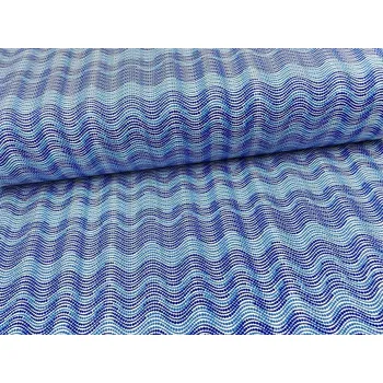 Mirtex Plátno DOMESTIK 145/28385-2 Vlnky modré šíře 220cm Velkoobchod Ceník: VELKOOBCHOD: po celých rolích, bez odvíjení