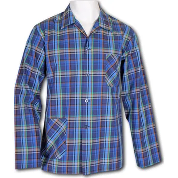 Pánské pyžamo LUIZ Pánský pyžamový kabátek na knoflíky -Popelín- Pablo 316 Velikost: 48