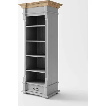 Šatní skříň Knihovna Hacienda Grey POLRREG1 z masivu Barevné provedení: šedá - světle hnědá medová vosk