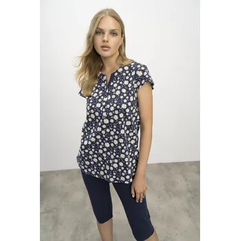 Dámské noční prádlo Dámské 3/4 pyžamo 16206 - Vamp tmavě modrá s bílou L