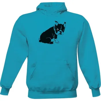 Pánská mikina Pánská mikina s kapucí s potiskem Modrá mikina se psem pánské