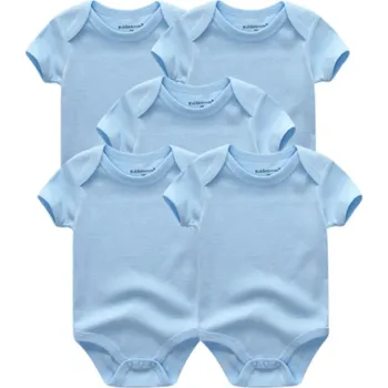 5ks Kojenecké body - Jednobarevné bez potisku Věk: 12M, Barva: modrá