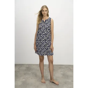 Dámská noční košile bez rukávů 16204 - Vamp tmavě modrá s bílou M