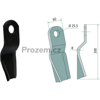 Mulčovací nůž pro Sovema, 200/8/25,5 mm