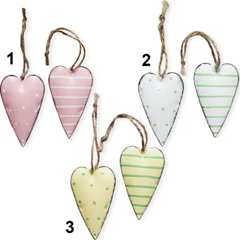 Srdce závěs kov 2ks/7cm mix (538779)