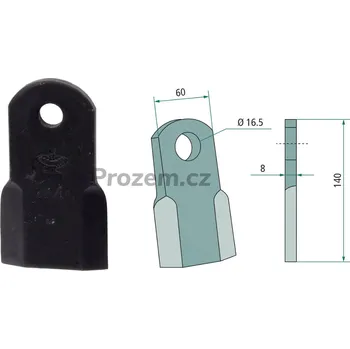 Mulčovací nůž pro Orsi, 140/8/16,5 mm