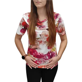 Dámská halenka Halenka Ina krémová s tulipány střih voda Velikost Ina: 46