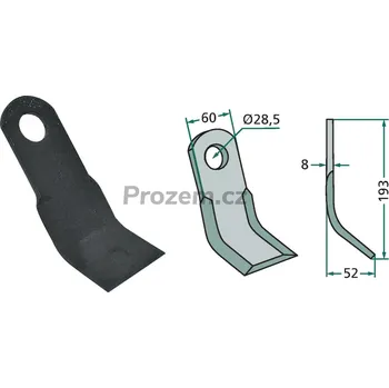 Mulčovací Y-nůž pro Berti, 193/8/28,5 mm