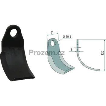 Pracovní nůž Klenutý nůž pro Perfect, Tünnißen & Stocks, 120/8/20,5 mm