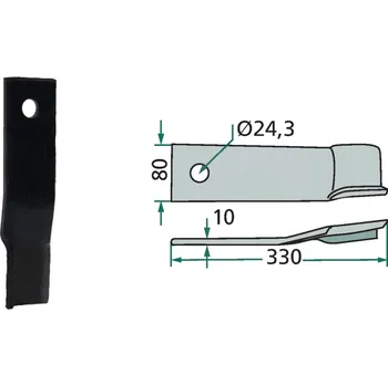 Pracovní nůž Mulčovací nůž pravý pro Humus, 453251, 330/10/24,3 mm