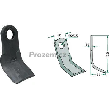Pracovní nůž Mulčovací Y-nůž pro OMARV, CL00309, 130/10/25,5 mm