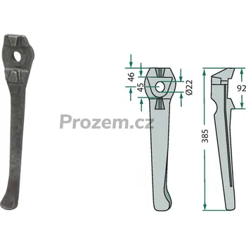 Pohon brány Hrot rotačních bran pravý pro Lely, 1169901250, -/385 mm, hřeb rotačních bran