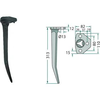 Pohon brány Hrot rotačních bran s přírubou RE pro Amazone, 6302100, 80/313 mm, hřeb rotačních bran