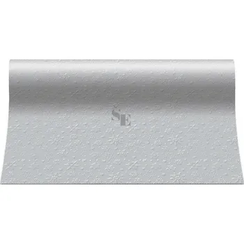 Vánoční dekorace Dekorační papírový ubrusový vánoční pás 33x480 cm organza Stříbrné hvězdičky, vločky 118391, Stil