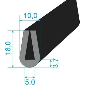 Těsnění do okna a dveří 00535058 Pryžový profil tvaru "U", 18x10/5mm, 60°Sh, NBR, -40°C/+70°C, černý