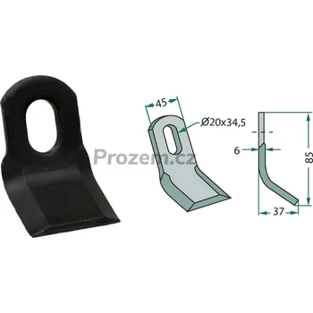 Mulčovací Y-nůž pro Seppi, 85/6/20x34,5 mm