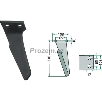 Pohon brány Hrot rotačních bran levý pro Frandent, 9118310002, 65/310 mm, hřeb rotačních bran