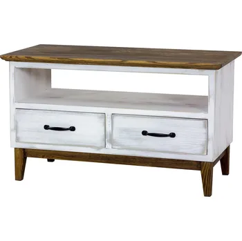 Obývací stěna Rustikální televizní stolek KOLMAR 90 cm Barevné provedení: Bílá patina K03 - tmavý vosk K02