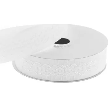 Stuha Stuha dekorativní 25mm/5m bílá/bílá, s krajkou