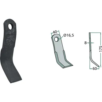 Pracovní nůž Mulčovací Y-nůž pro Kuhn, Nobili, Vogel & Noot, 36015092, 175/8/16,5 mm