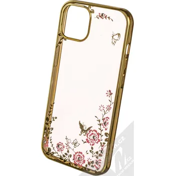 Pouzdro na mobilní telefon 1Mcz Diamond Flower TPU ochranný kryt pro Apple iPhone 13 zlatá (gold)