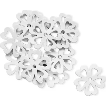 Velikonoční dekorace Květinka přízdoba dřevo 12ks/3,5cm Bílá (539028)