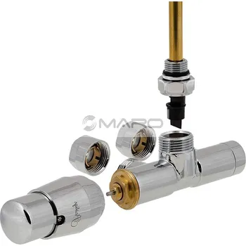 Ventil Hydronix Set radiátorový Unico Z jednobodový, rohový Cu 15 x 1 mm, levý, termostatická hlavice Prestige, bez krytek, lesklý chrom, Uni02LCZ