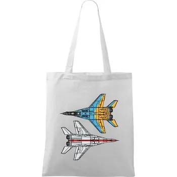 Nákupní taška Mig 29 Fulcrum ze spoda a ze zhora - Taška bavlněná - 42 x 38 cm ( Bílá )