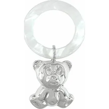 Stříbrné chrastítko kroužek s medvídkem