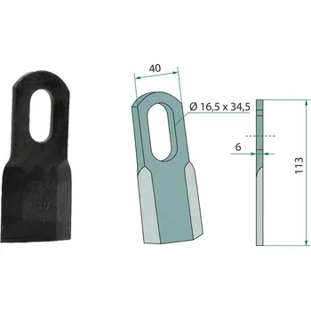 Mulčovací nůž pro Hymach, 113/6/16,5x34,5 mm