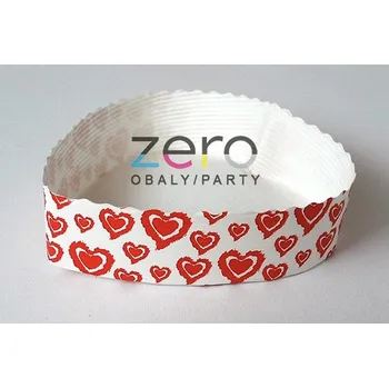 Jednorázové nádobí Forma papírová na pečení 'srdce' 130x133x35 mm (5 ks) - bílá s tiskem
