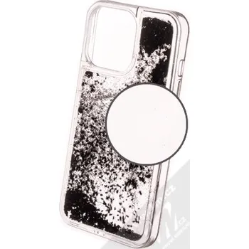 Pouzdro na mobilní telefon 1Mcz Liquid Hexagon Sparkle ochranný kryt s přesýpacím efektem třpytek pro Apple iPhone 13 Pro černá (black)