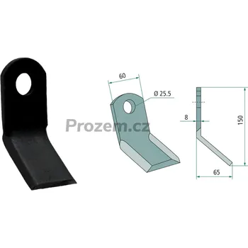 Mulčovací Y-nůž pro Leckron, 150/8/25,5 mm