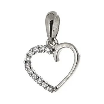 Přívěsek Přívěšek srdce z bílého zlata s čirými zirkony ZZ0561F + dárek zdarma
