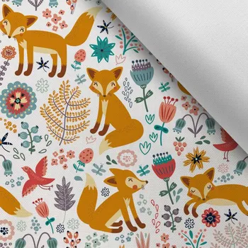 Látka s potiskem kočárkovina TD/NS kamarádka liška