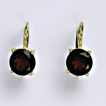 Drahý kámen Zlaté náušnice,přírodní granát 8 mm , žluté i bílé zlato 14 ct, NK 1357