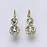 Náušnice žluté zlato, naušnice se zirkony VE 165 (Zlaté náušnice "sněhuláci")