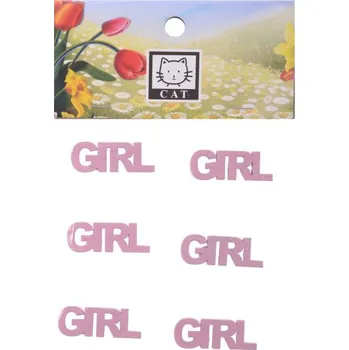 Svatební dekorace Nálepky dřevěné GIRL 1,2x3,5cm,6ks