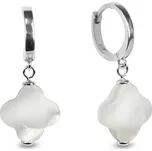 Stříbrné náušnice kruhy bílé Creoles Clover KCRCLOV1MPW Mother of Pearl