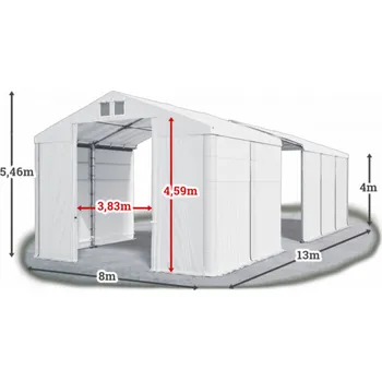 Zahradní stavba Skladový stan 8x13x4m střecha PVC 580g/m2 boky PVC 500g/m2 konstrukce ZIMA Bílá Bílá Bílá