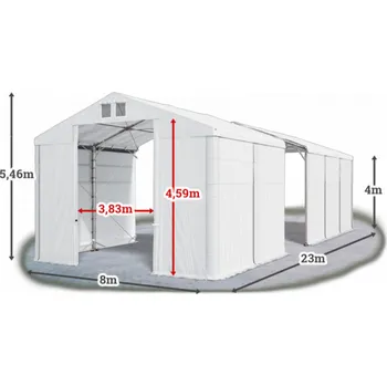 Zahradní stavba Skladový stan 8x23x4m střecha PVC 580g/m2 boky PVC 500g/m2 konstrukce POLÁRNÍ Bílá Bílá Bílá