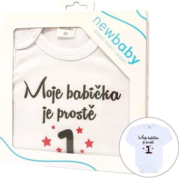 Body s potiskem New Baby Moje babička je prostě jednička - dárkové balení, vel. 86 (12-18m)