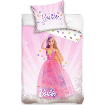 Povlečení Carbotex Barbie Růžový svět 140 x 200, 70 x 90 cm zipový uzávěr
