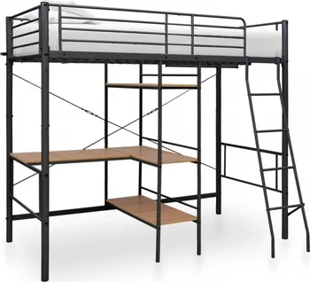Postel vidaXL Rám poschoďové postele se stolem 90 x 200 cm šedý/kov